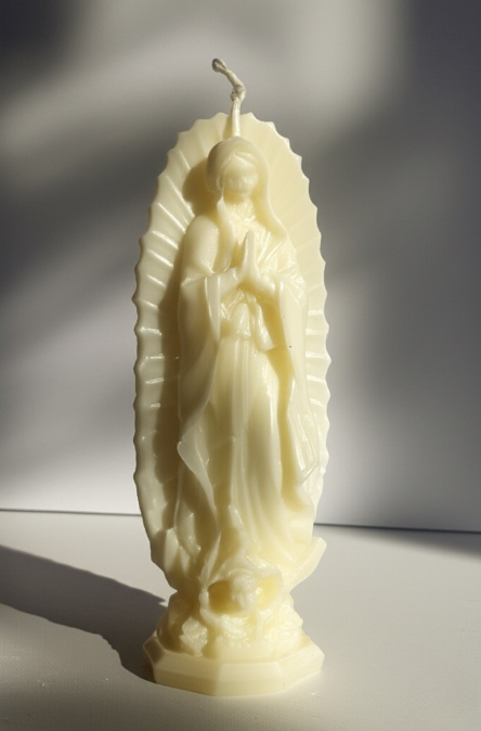 Handmade Virgin Mary Candle – Blessed Mother Statue Gift